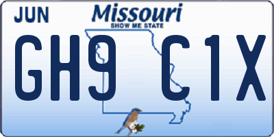 MO license plate GH9C1X