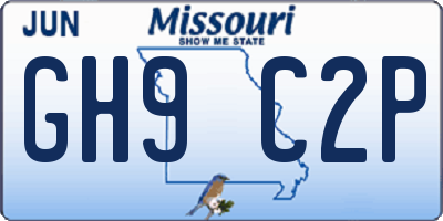 MO license plate GH9C2P