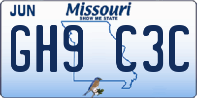 MO license plate GH9C3C