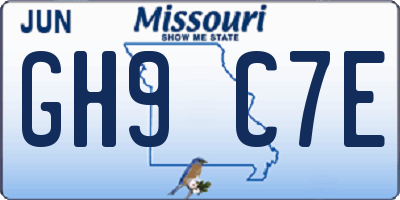 MO license plate GH9C7E