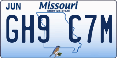 MO license plate GH9C7M
