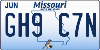 MO license plate GH9C7N