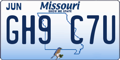 MO license plate GH9C7U