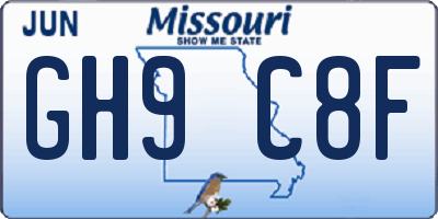 MO license plate GH9C8F