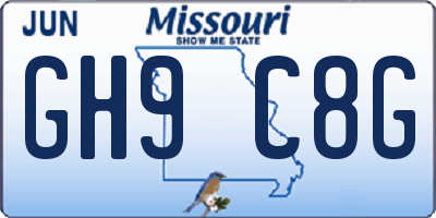 MO license plate GH9C8G