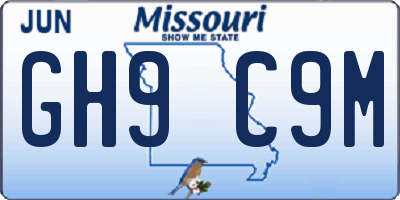 MO license plate GH9C9M