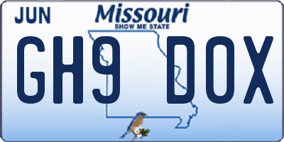 MO license plate GH9D0X