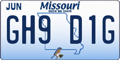 MO license plate GH9D1G