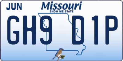 MO license plate GH9D1P