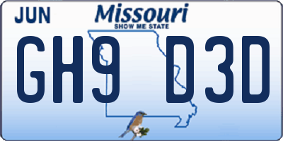 MO license plate GH9D3D