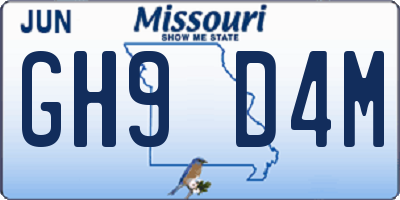 MO license plate GH9D4M