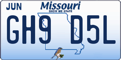 MO license plate GH9D5L