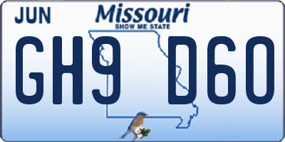 MO license plate GH9D6O
