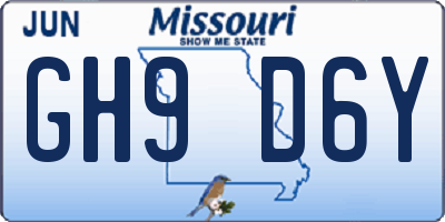 MO license plate GH9D6Y