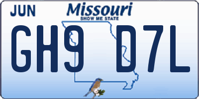 MO license plate GH9D7L