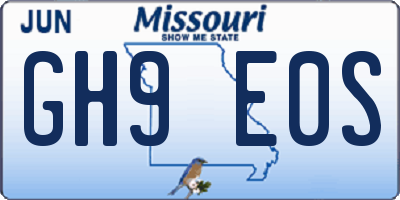 MO license plate GH9E0S