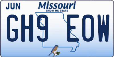 MO license plate GH9E0W