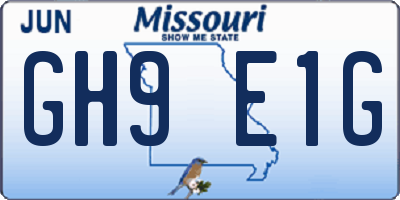 MO license plate GH9E1G
