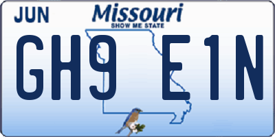 MO license plate GH9E1N