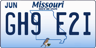 MO license plate GH9E2I