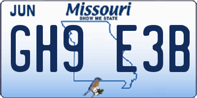 MO license plate GH9E3B