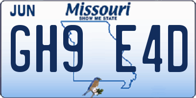 MO license plate GH9E4D