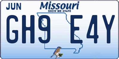 MO license plate GH9E4Y