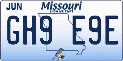 MO license plate GH9E9E