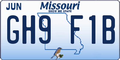 MO license plate GH9F1B