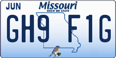 MO license plate GH9F1G