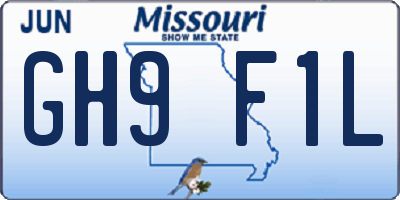 MO license plate GH9F1L