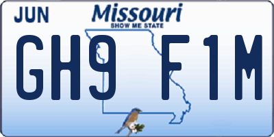 MO license plate GH9F1M