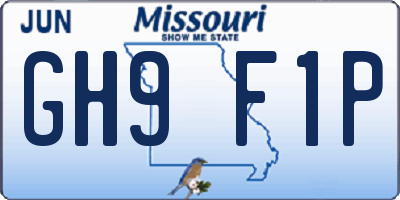 MO license plate GH9F1P