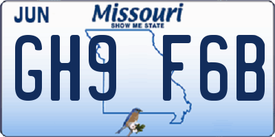 MO license plate GH9F6B