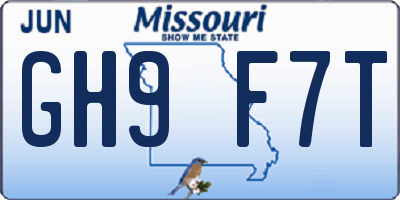 MO license plate GH9F7T