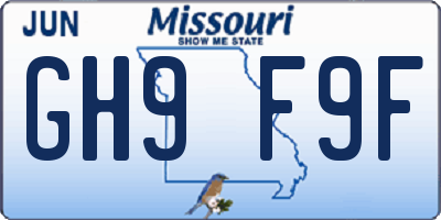 MO license plate GH9F9F