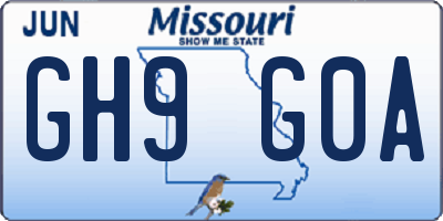 MO license plate GH9G0A
