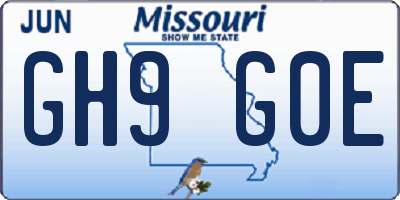 MO license plate GH9G0E