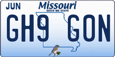 MO license plate GH9G0N
