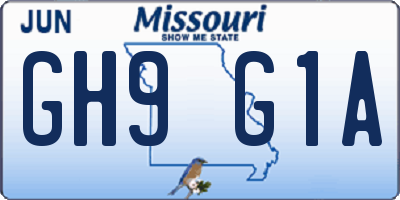 MO license plate GH9G1A