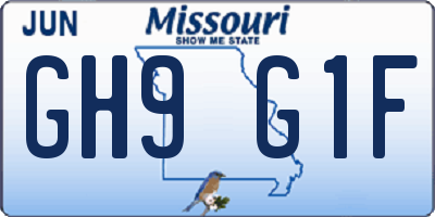 MO license plate GH9G1F