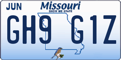 MO license plate GH9G1Z