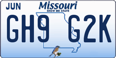 MO license plate GH9G2K