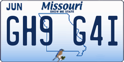 MO license plate GH9G4I