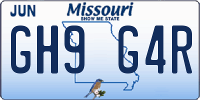 MO license plate GH9G4R
