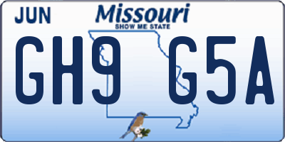 MO license plate GH9G5A
