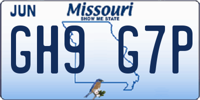 MO license plate GH9G7P