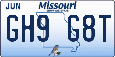 MO license plate GH9G8T