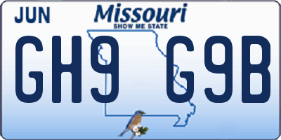 MO license plate GH9G9B
