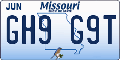 MO license plate GH9G9T